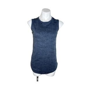 ADIDAS Women's Reigning Champ Heathered Navy Blue Muscle Tank Size XS